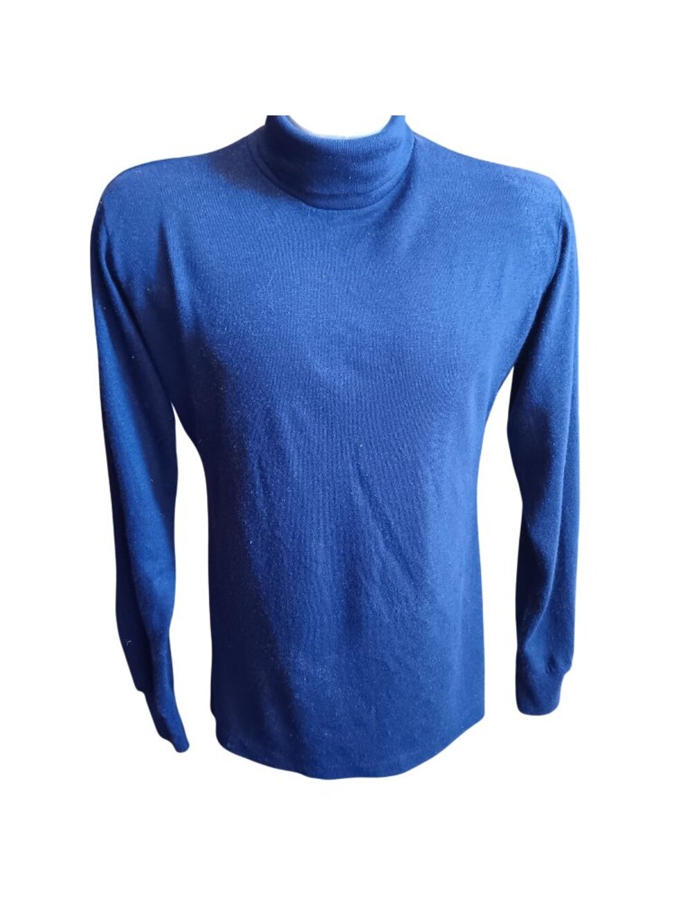 Vintage 1970's Buttery Turtleneck Shirt Mens Single Stitch Haband Blue Boho Nerd
